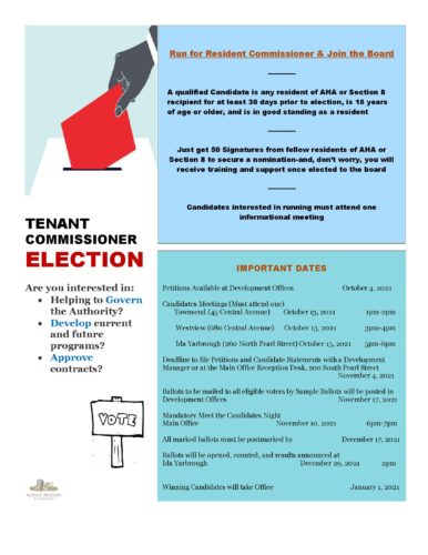 Tenant Commissioner Election Flyer